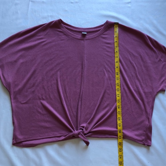Old Navy Ribbed Tie Front Drop Sleeve Tee in Dusty Pink - Picture 10 of 11